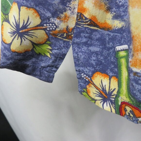 Big Dogs Beer  Hawaiian Aloha Shirt Size 4X It's 5 O'Clock Rayon Sunset Palm - Picture 5 of 10